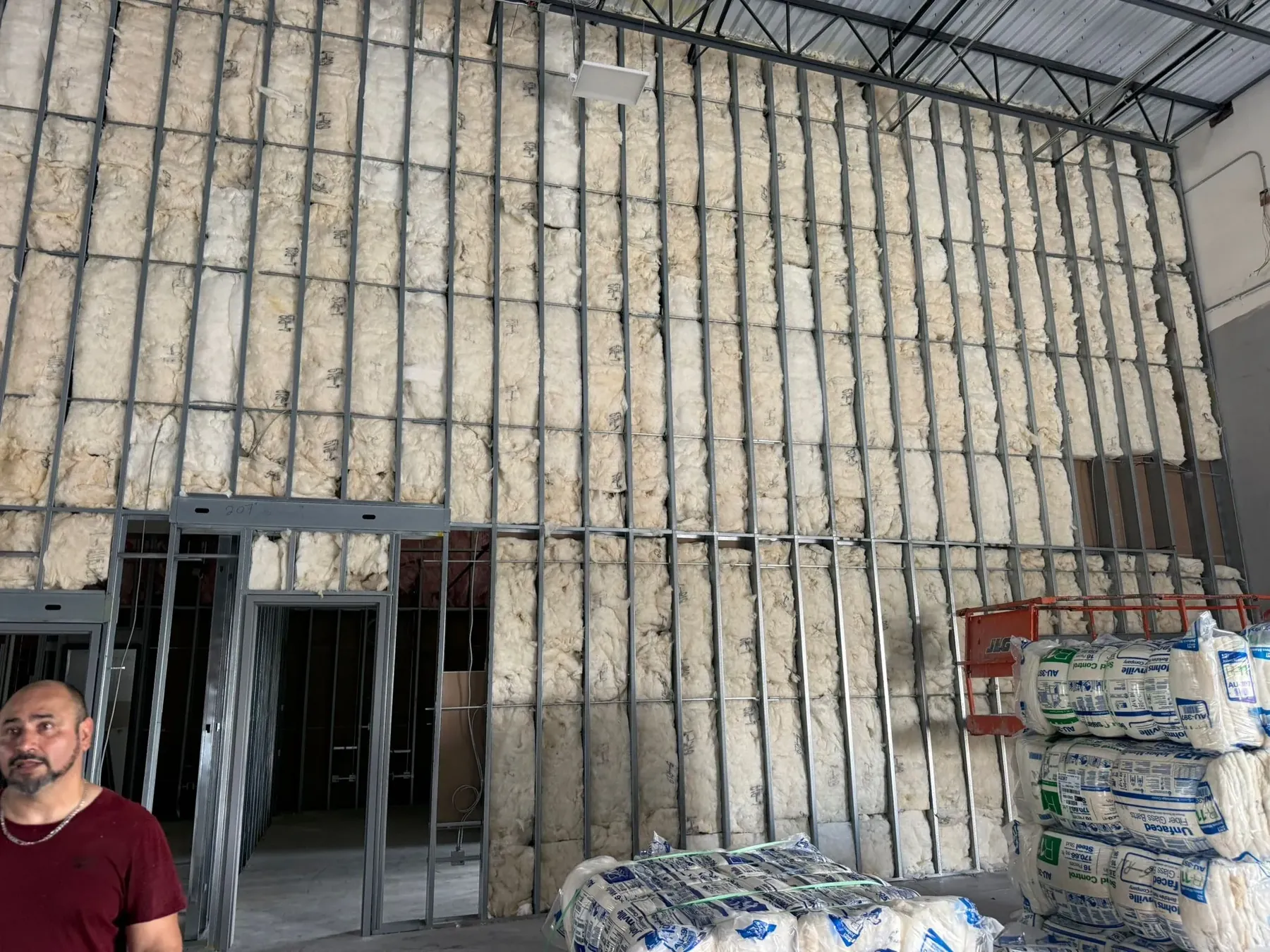 Tall insulated metal stud wall
